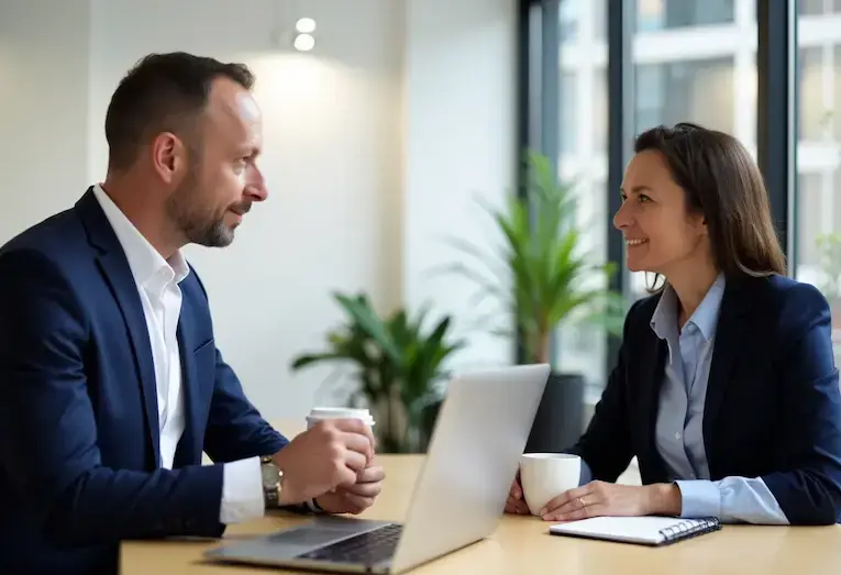 Besprechungsszene mit zwei Personen